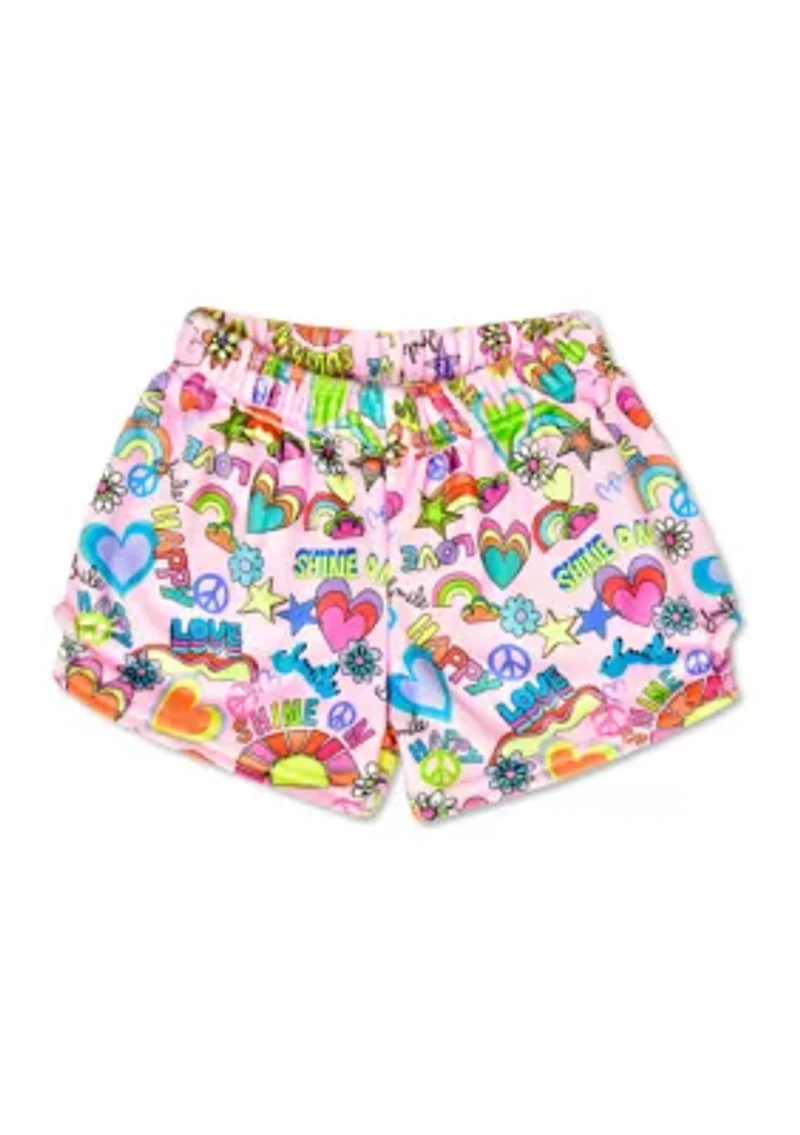 Girls 7-16 Sunshine Printed Plush Shorts