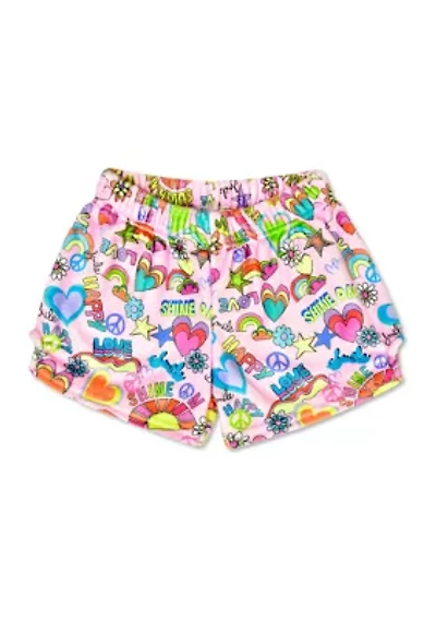 Girls 7-16 Sunshine Printed Plush Shorts