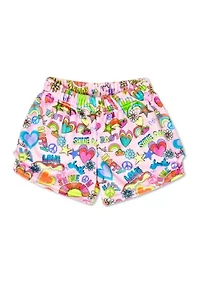 Girls 7-16 Sunshine Printed Plush Shorts