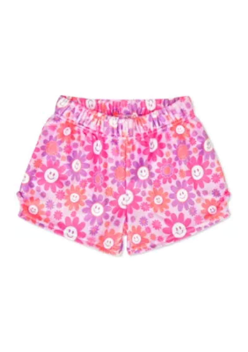 Girls 7-16 Groovy Smiles Plush Sleep Shorts