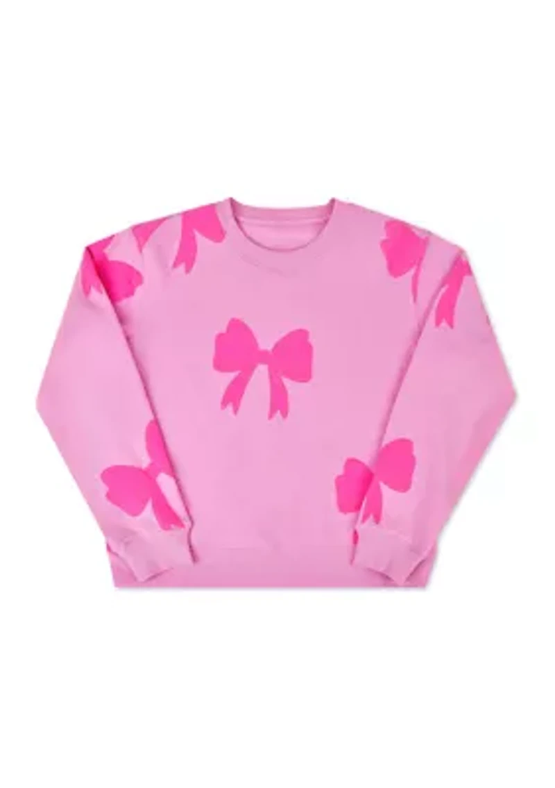Girls 7-16 Ribbon Bows Sweater