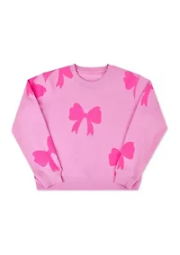 Girls 7-16 Ribbon Bows Sweater