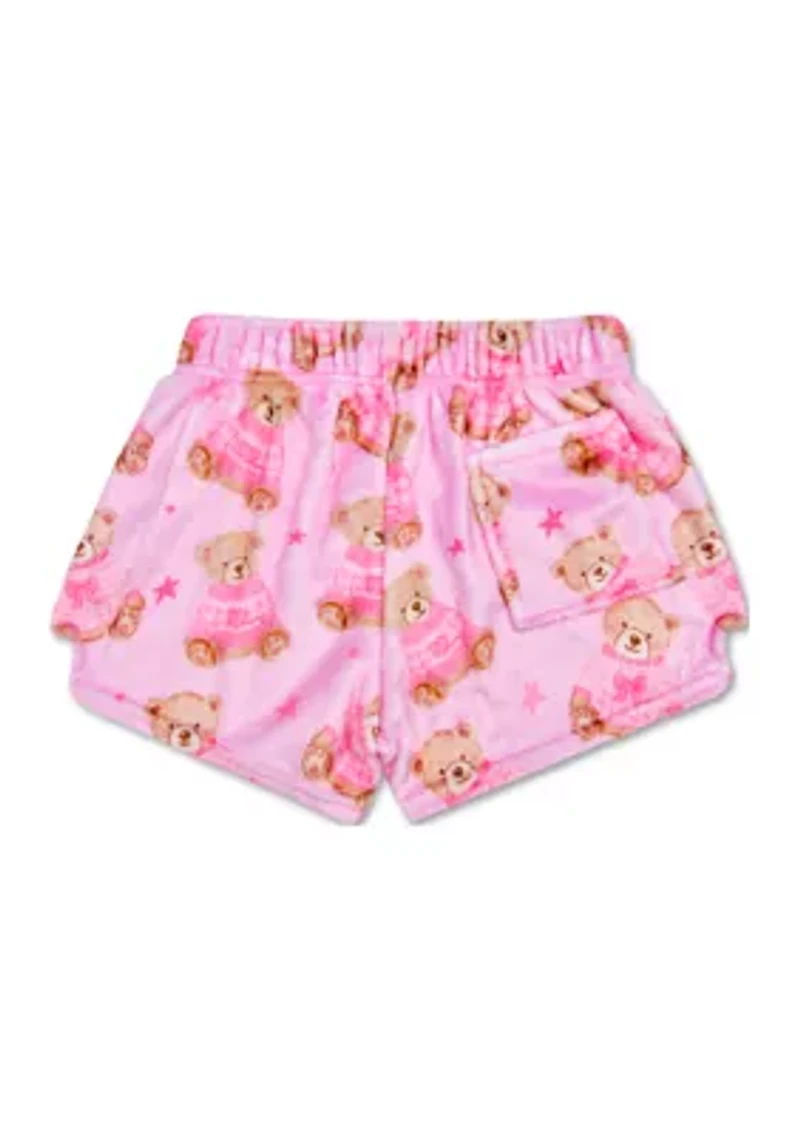 Girls 7-16 Beary Cute Plush Shorts