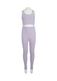 Girls 7-16 Ribbed Seamless Scoop Neck Top and Floral Jacquard Legging Set