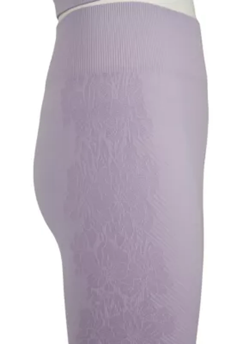 Girls 7-16 Ribbed Seamless Scoop Neck Top and Floral Jacquard Legging Set