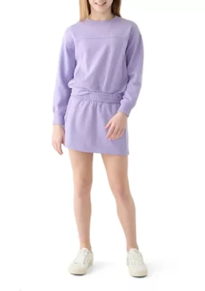 Girls 7-16 Crew Neck Sweatshirt and Cargo Skort Set