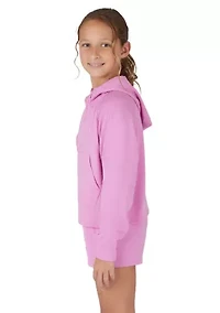 Girls 7-16 Terry Brushed Embark 1/2 Zip Hoodie and Shorts Set