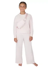 Girls 7-16 Velour Zip Front Jacket and Joggers Set with Bag