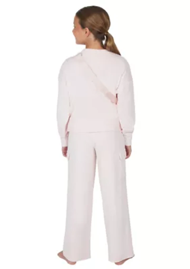Girls 7-16 Velour Zip Front Jacket and Joggers Set with Bag