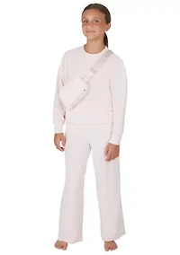 Girls 7-16 Velour Zip Front Jacket and Joggers Set with Bag