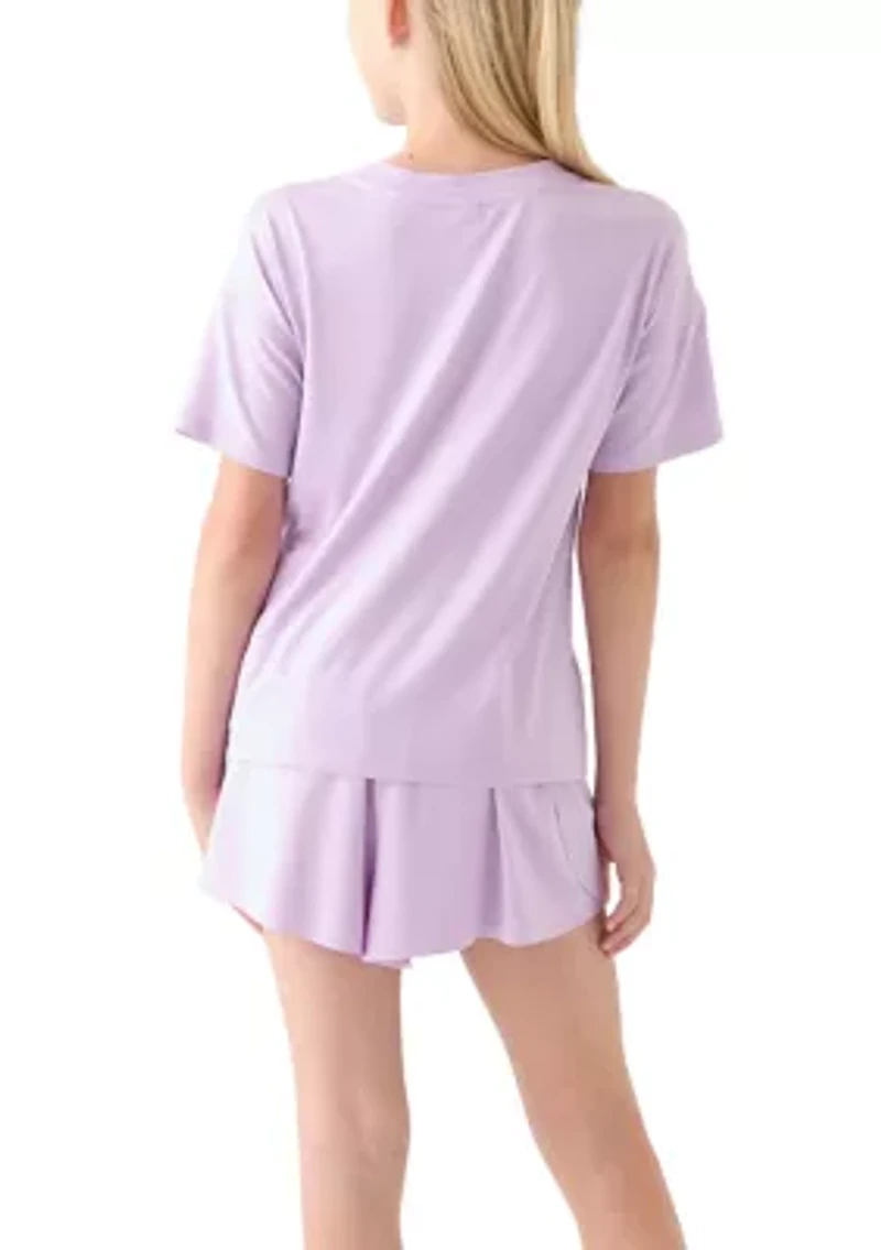 Girls 7-16 Super Soft Twist Top, Shorts, and Bag Set