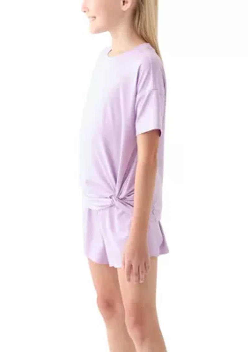 Girls 7-16 Super Soft Twist Top, Shorts, and Bag Set