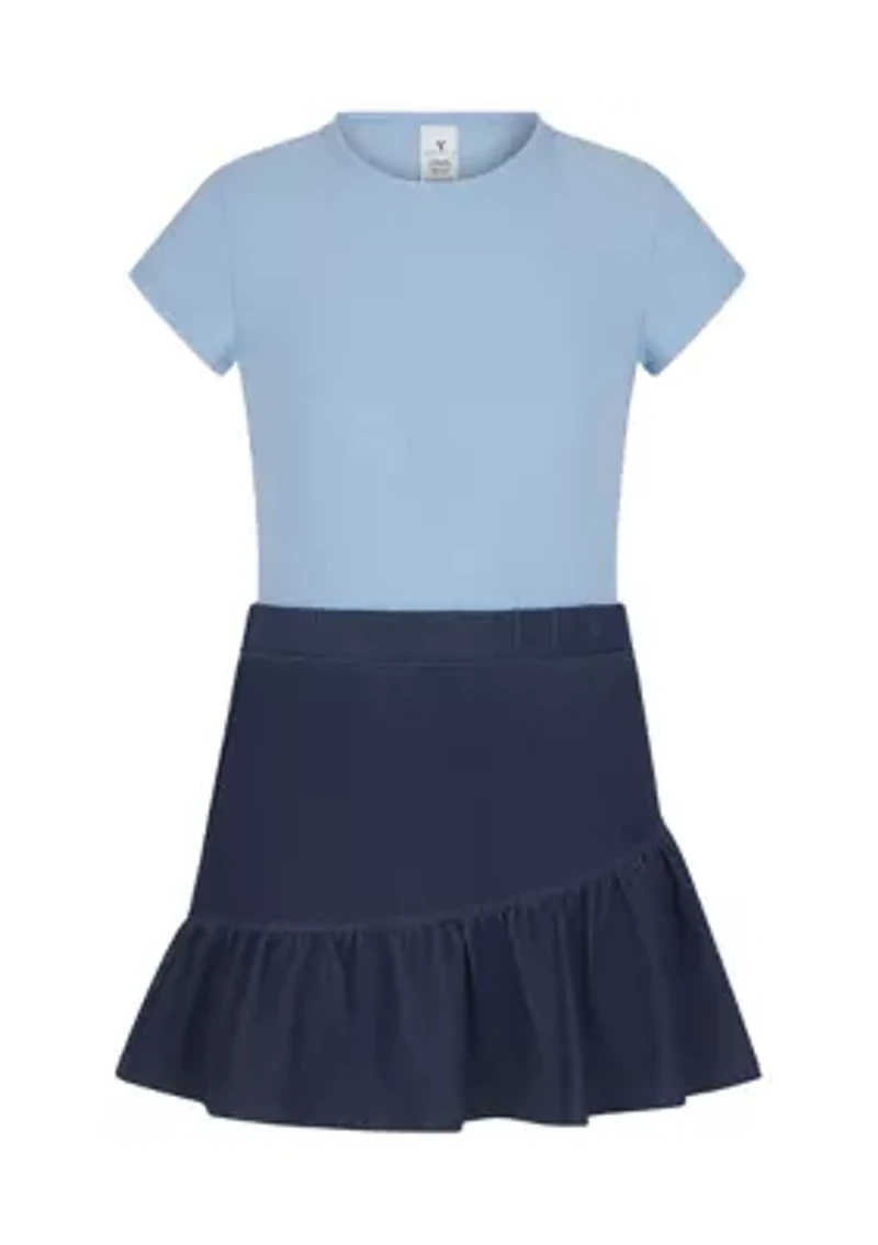 Girls 7-16 Heavenly Ribbed Top and Denim Skort