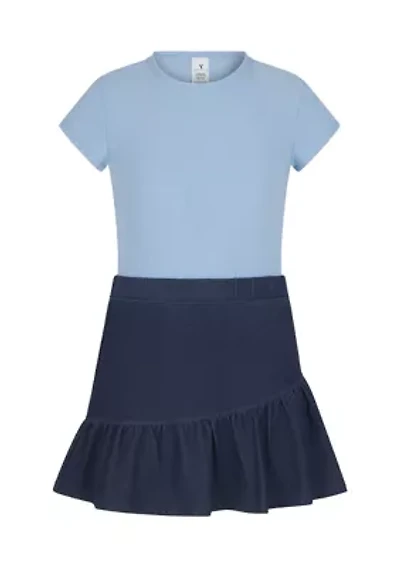 Girls 7-16 Heavenly Ribbed Top and Denim Skort