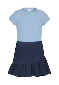 Girls 7-16 Heavenly Ribbed Top and Denim Skort