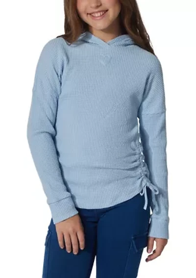 Girls 7-16 Long Sleeve Heart Cutout Waffle Hoodie