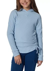 Girls 7-16 Long Sleeve Heart Cutout Waffle Hoodie