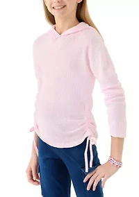 Girls 7-16 Long Sleeve Heart Cutout Waffle Hoodie