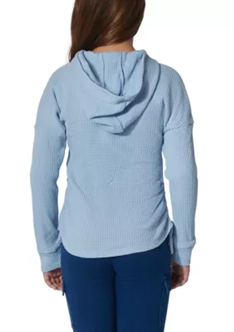 Girls 7-16 Long Sleeve Heart Cutout Waffle Hoodie