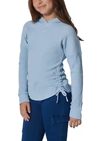 Girls 7-16 Long Sleeve Heart Cutout Waffle Hoodie