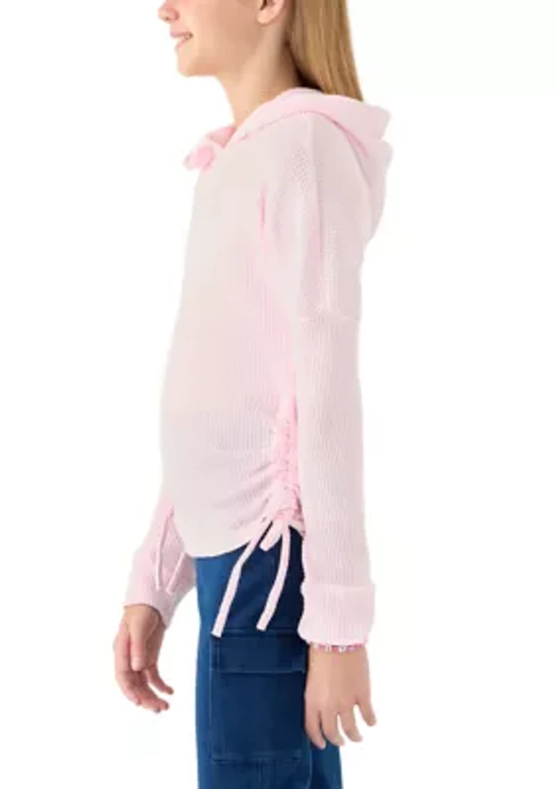 Girls 7-16 Long Sleeve Heart Cutout Waffle Hoodie