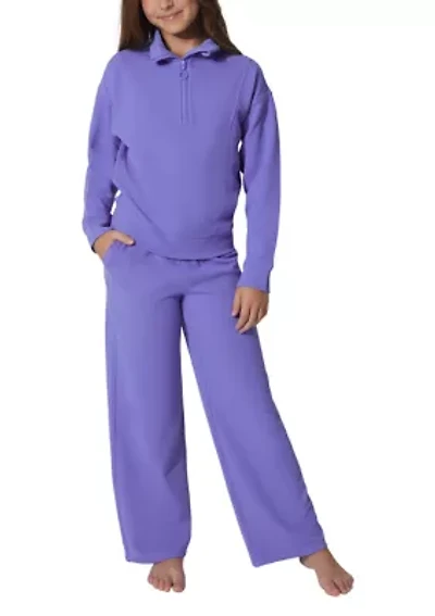 Girls 7-16 Scuba Rib Chill Quarter Zip Set