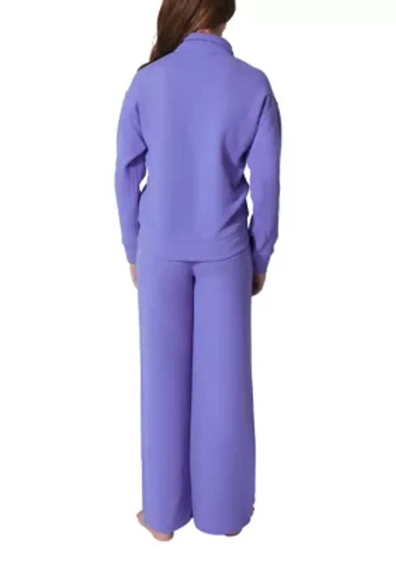 Girls 7-16 Scuba Rib Chill Quarter Zip Set