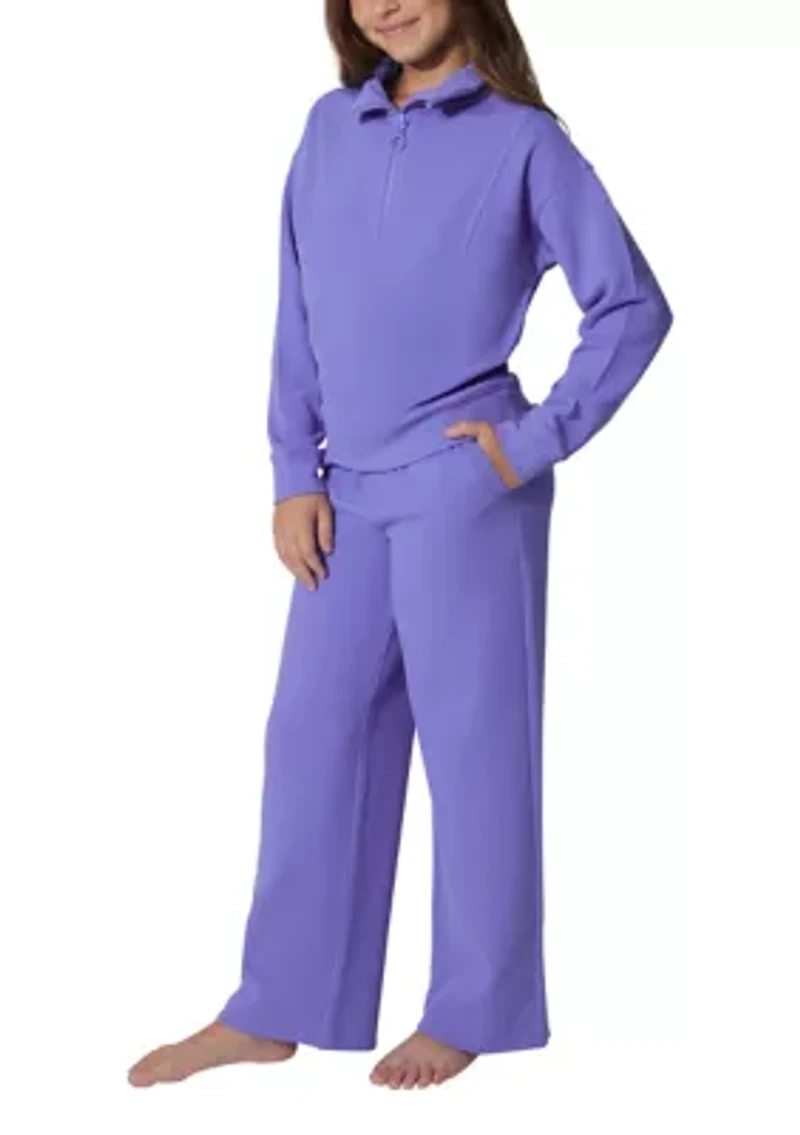 Girls 7-16 Scuba Rib Chill Quarter Zip Set