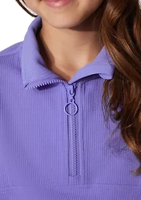 Girls 7-16 Scuba Rib Chill Quarter Zip Set