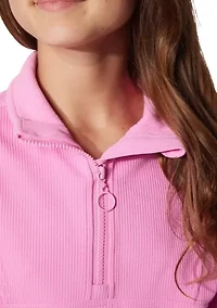 Girls 7-16 Scuba Rib Chill Quarter Zip Set