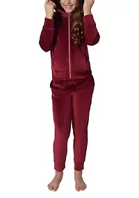 Girls 7-16 Ribbed Velour Zip Jacket and Joggers Set