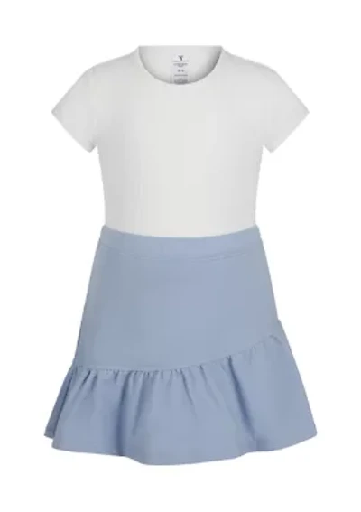 Girls 4-6x Heavenly Ribbed Top and Denim Skort Set
