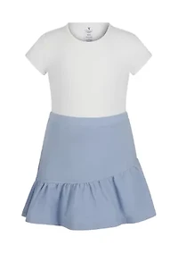 Girls 4-6x Heavenly Ribbed Top and Denim Skort Set