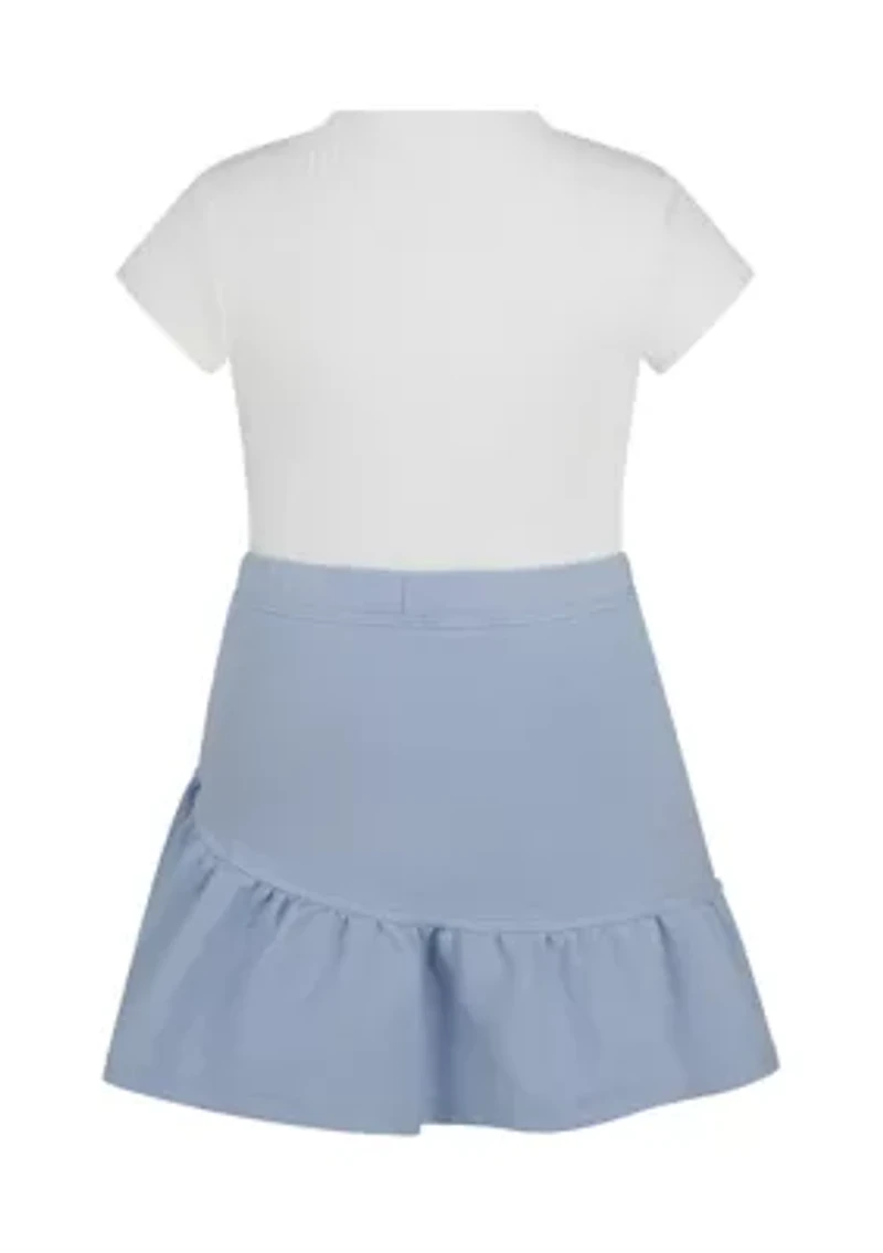 Girls 4-6x Heavenly Ribbed Top and Denim Skort Set