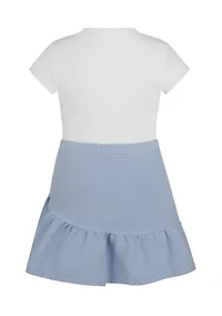 Girls 4-6x Heavenly Ribbed Top and Denim Skort Set