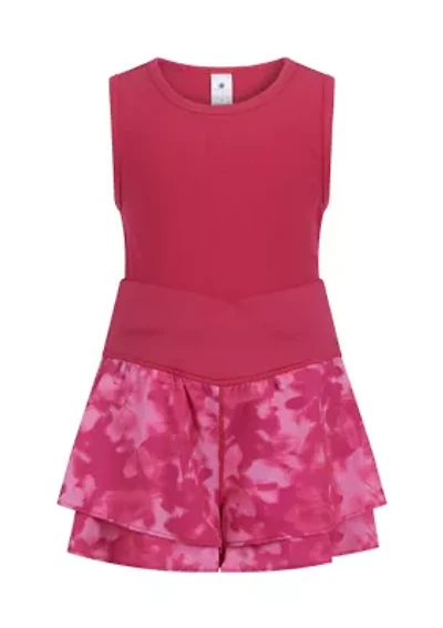 Girls 4-6x Rib Basic Tank Top to Flutter Hybrid Shorts Set