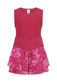 Girls 4-6x Rib Basic Tank Top to Flutter Hybrid Shorts Set