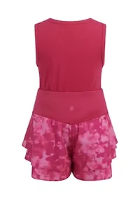Girls 4-6x Rib Basic Tank Top to Flutter Hybrid Shorts Set