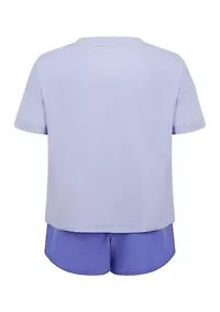 Girls 4-6x Super Soft Boxy T-Shirt and Running Shorts with Socks