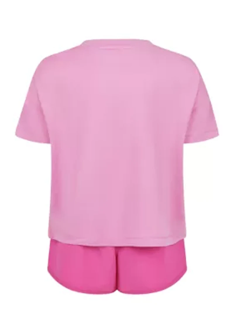 Girls 4-6x Super Soft Boxy T-Shirt and Running Shorts with Socks