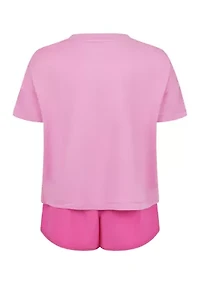 Girls 4-6x Super Soft Boxy T-Shirt and Running Shorts with Socks