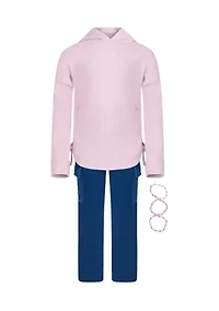 Girls 4-6x Heart Cutout Waffle Hoodie Two Piece Set