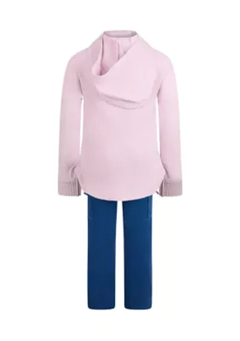 Girls 4-6x Heart Cutout Waffle Hoodie Two Piece Set