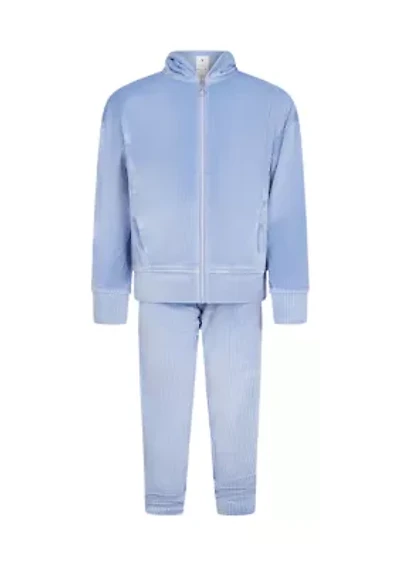 Girls 4-6x Ribbed Velour Zip Jacket and Jogger Set