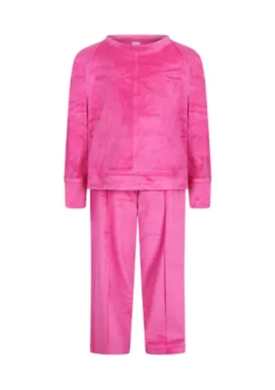 Girls 4-6x Velour High Low Crew Sweatshirt and Pants Set