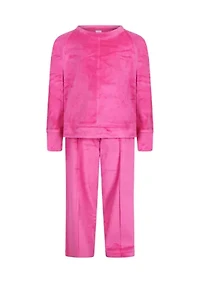 Girls 4-6x Velour High Low Crew Sweatshirt and Pants Set