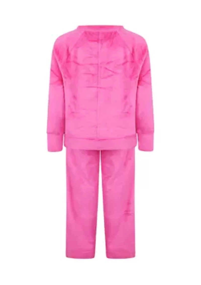Girls 4-6x Velour High Low Crew Sweatshirt and Pants Set