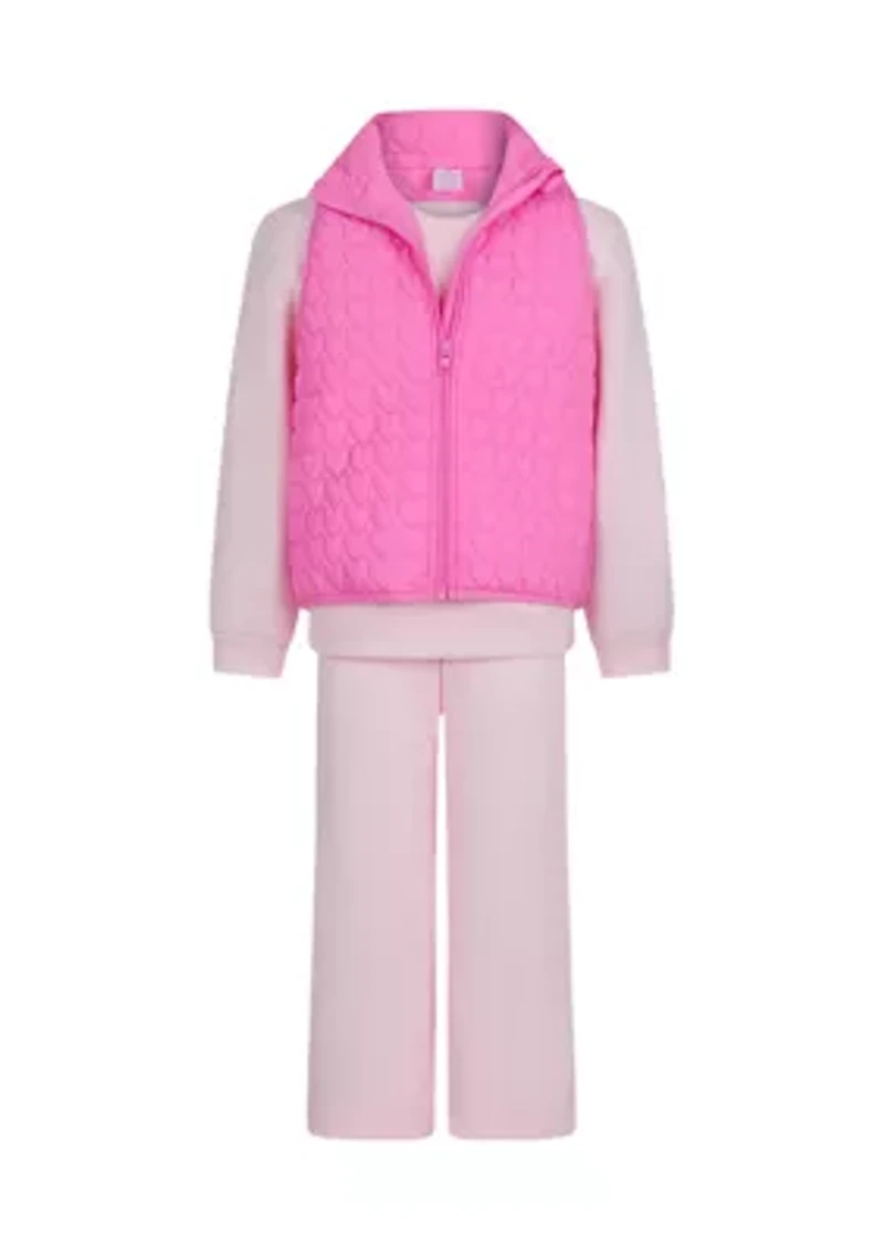 Girls 4-6x 3-Piece Quilted Vest Set
