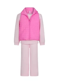 Girls 4-6x 3-Piece Quilted Vest Set