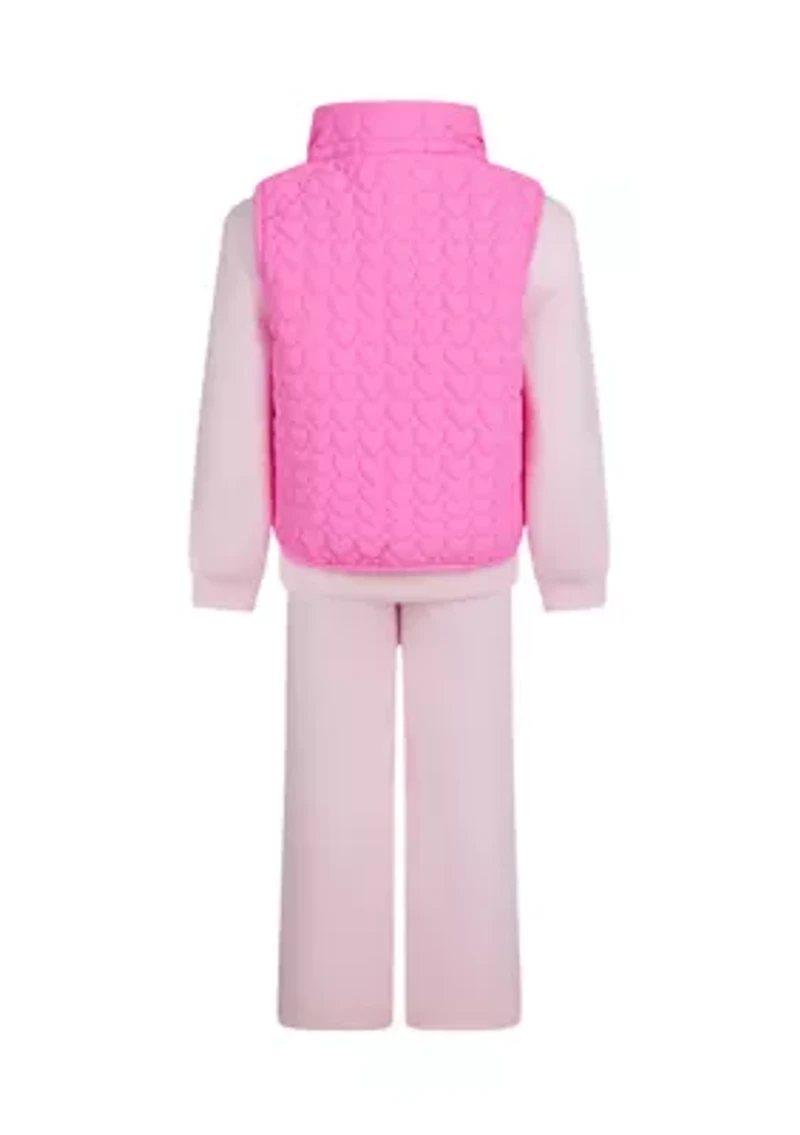 Girls 4-6x 3-Piece Quilted Vest Set